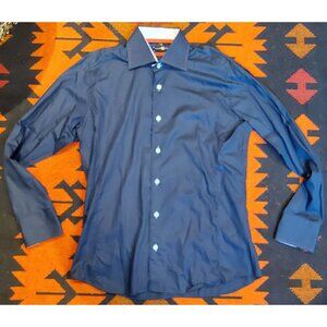 Stone Rose Red River Collection Men's Navy Buttondown Red Details. Medium